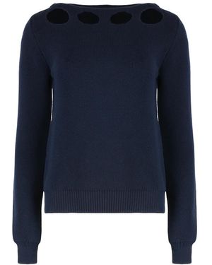Prada Baumwoll Crew-Neck Sweater Mit Cut-Out Details - Blau