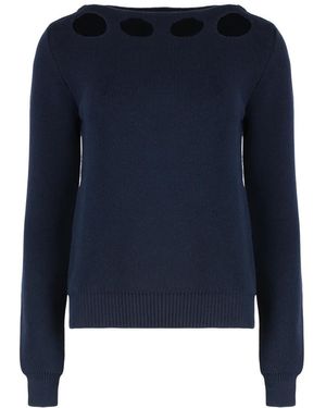 Prada Katoenen Crew-Neck Sweater Met Cut-Out Details - Blauw