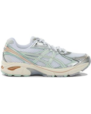 Asics Grijze Sneakers Met Leren Inzetstukken - Blauw