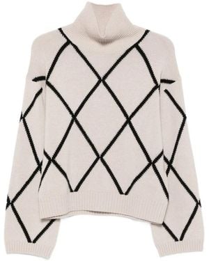 Allude Argyle Rollneck Sweater - Naturel