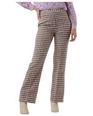 Another Label Broeken ,Veelkleurig ,Polyester Flared Eden Broek - Bruin