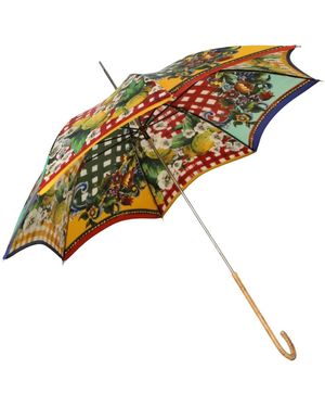 Dolce & Gabbana Accessoires ,Veelkleurig ,Carretto Siciliano Print Opvouwbare Paraplu - Geel