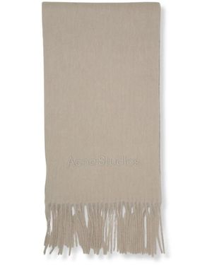 Acne Studios Accessoires ,Grijs ,Wol Alpaca Wool Logo Scarf - Bruin
