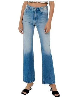 Rabanne Jeans ,Blauw ,Katoen High-Waisted Jeans Met Metalen Details