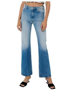 Rabanne Jeans ,Blauw ,Katoen High-Waisted Jeans Met Metalen Details