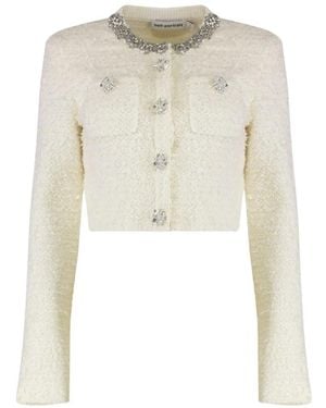 Self-Portrait Verzierter Besatz-Strickjacke - Natur