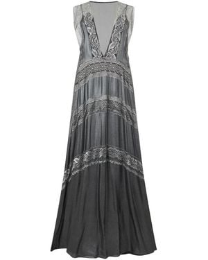 Alberta Ferretti Kleedjes ,Grijs ,Polyester Maxi Jurk