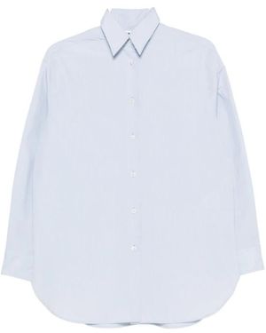 Jil Sander Overhemden ,Blauw ,Katoen Katoenen Poplin Shirt - Wit