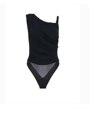 Elisabetta Franchi Badmode ,Zwart ,One-Shoulder Jersey Body