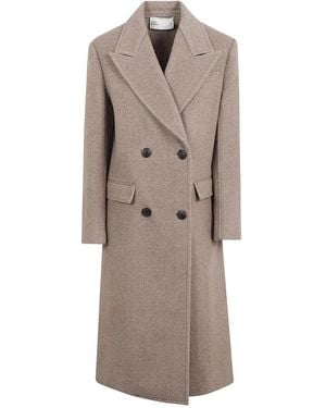 Tory Burch Double-Breasted Wollen Jas - Bruin