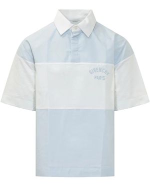 Givenchy Tops ,Veelkleurig ,Katoen Tweekleurig Geborduurd Katoenen Poloshirt - Blauw