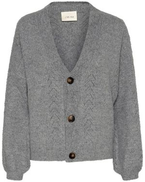 Cream Gebreide Cardigan Asfalt Melange - Grijs