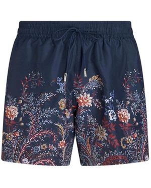 Etro Floral Print Swim Shorts - Blue
