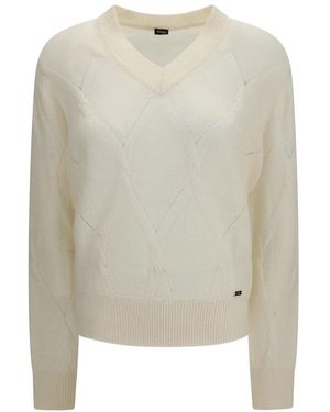 Kiton Truien & Vesten ,Wit ,Kasjmier V-Hals Trui - Naturel