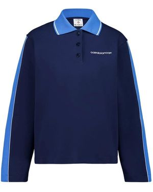 CASABLANCA Tops ,Blauw ,Katoen Punto Polo Collared Sweatshirt