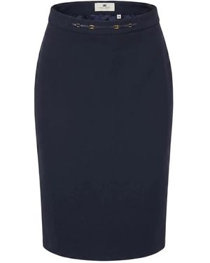 Elisabetta Franchi Rokken ,Blauw ,Midi Kokerrok Met Hoge Taille