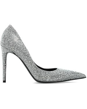 McQueen Schoenen ,Grijs ,Leer Skull Pump - Metallic