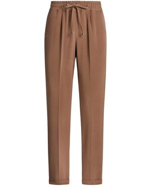 Kiton Zijden Broek Met Elastische Tailleband - Bruin