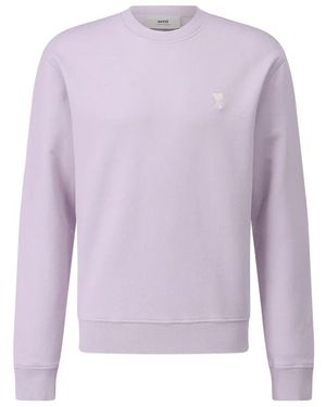 Ami Paris Basic Baumwollpullover Mit Logo - Lila