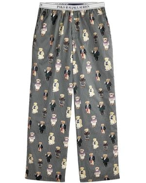 Polo Ralph Lauren Nachtkleding ,Veelkleurig ,Katoen Polo Bear Gestreepte Pyjamabroek - Grijs