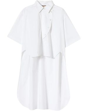 Plan C Overhemden ,Wit ,Katoen Front Apnel Shirt