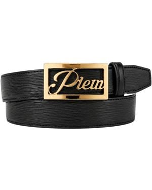 Philipp Plein Saffiano Ledergürtel - Schwarz