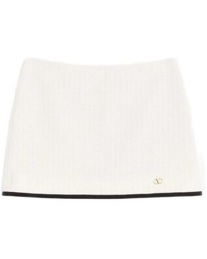 Valentino Rokken ,Wit ,Gebreide Minirok Met Monogramdetail
