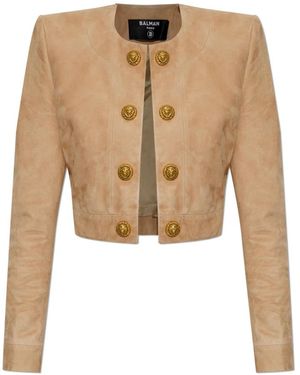 Balmain Leather Jackets - Natural