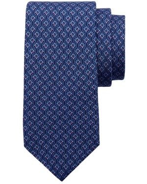 Ferragamo Accessoires ,Blauw ,Zijden Das Met Tetris-Print