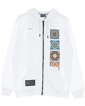 DOLLY NOIRE Hoodies & Sweatvesten ,Wit ,Katoen Maioliche Circuit Printed Zip Up Hoodie
