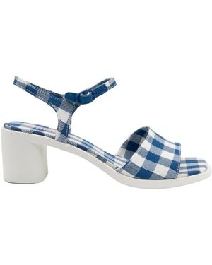 Camper Schoenen ,Blauw ,Katoen Blauw En Wit Geruite Damessandalen