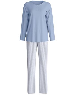CALIDA Nachtkleding ,Blauw ,Katoen Gestreept Droom Pyjama, Lang