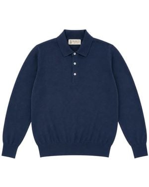 Brunello Cucinelli Tops ,Blauw ,Polo Met Knopen