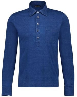 Tom Ford Long Sleeve Cotton Polo - Blau