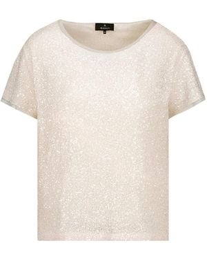 Monari Top Met Korte Mouw - Naturel