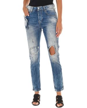 Met Skinny Jeans Mit Knopfverschluss - Blau