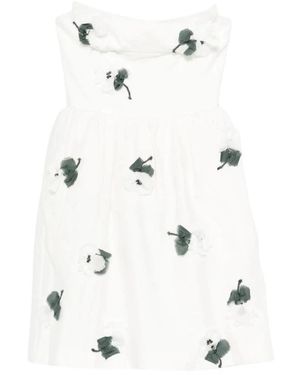 ShuShu/Tong Floral Ruffle Strapless Dress - Weiß