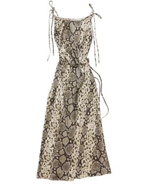 Acne Studios Satijnen Jurk Met Pythonprint (Midi) - Naturel