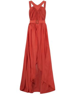 Alberta Ferretti Kleedjes ,Rood ,Lange Jurk Met V-Hals