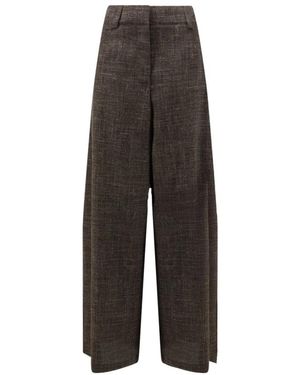 Alysi Wijde Gemêleerde Broek - Bruin