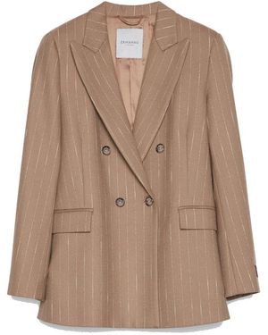 Ermanno Scervino Jassen ,Bruin ,Katoen Dubbelrijige Blazer
