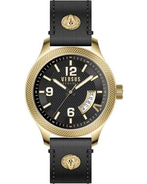Versus Accessoires ,Zwart ,Leer Reale Horloge - Metallic