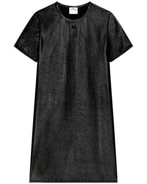 Courreges Kleedjes ,Zwart ,Jurk Met Vinyl-Look En Korte Mouwen
