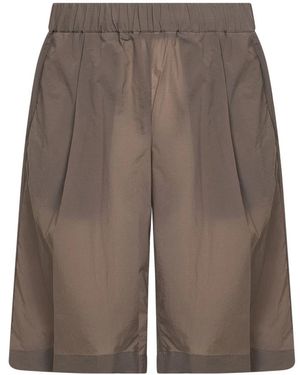Herno Geplooide Shorts Met Elastische Tailleband - Bruin