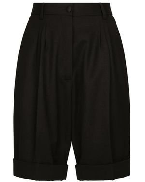 Dolce & Gabbana Korte Broeken ,Zwart ,Wol Long Shorts