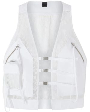 Pinko Jassen ,Wit ,Organza Brad Gilet Organza Crepe