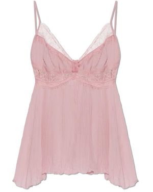 Blumarine Tops ,Roze ,Top Met Kanten Inzetstukken