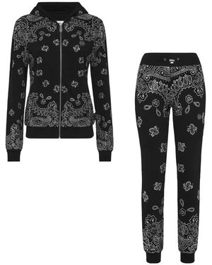 Philipp Plein Jogging Trainingspak: Hoodie/Broek Paisley Bandana - Zwart