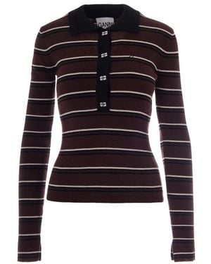 Ganni Polo Shirts - Black