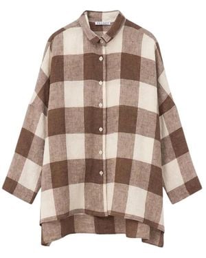 ROSSO35 Overhemden ,Veelkleurig ,Linnen Camicia Over - Bruin